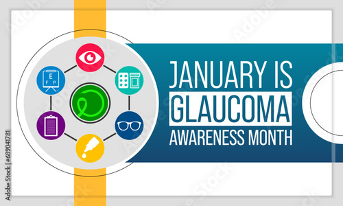 Glaucoma awareness month is observed every year in January, is a group of eye conditions that damage the optic nerve, the health of which is vital for good vision. Vector illustration