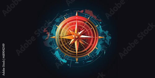 compass and globe, Financial Compass A sleek stylized compass, 
