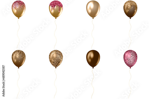 Burgundy and Gold Balloons Clipart