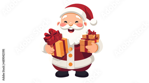 vector illustration of santa claus with christmas gifts