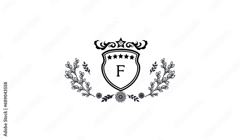 Luxury Retro Card Design Logo F Luxury Retro Card Design Logo F