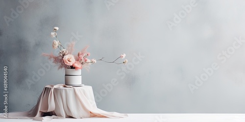 Spring floral bouquet with white and pink flowers on the table. Fresh, romantic composition.