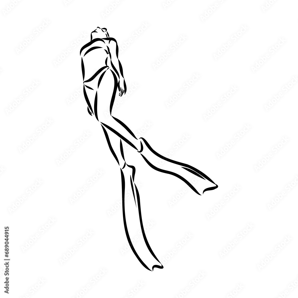 Sketch silhouette scuba divers on white background. Sketch silhouette scuba divers on white background.