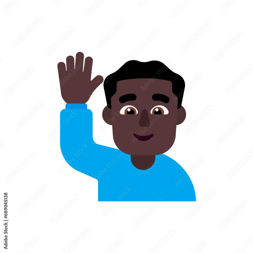 Man Raising Hand: Dark Skin Tone