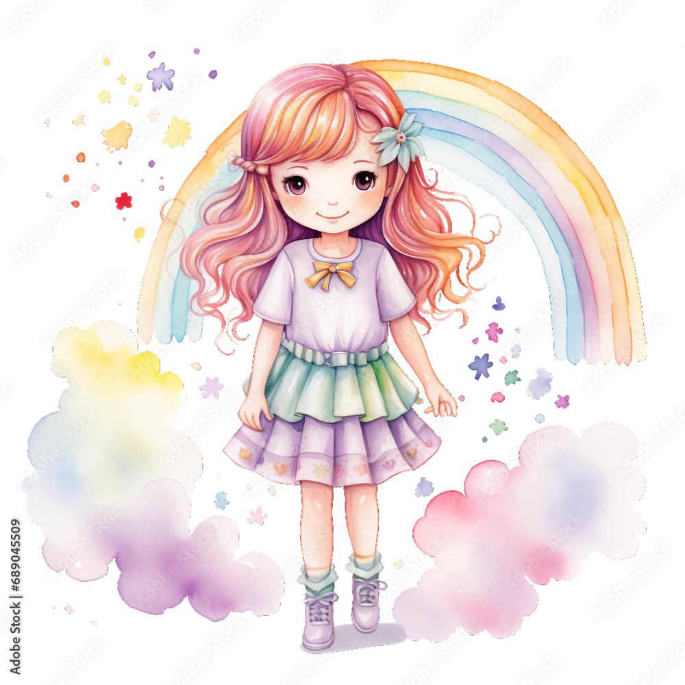 girl and rainbbow