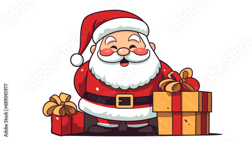 vector illustration of santa claus with gift box