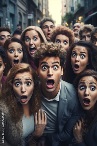 group of super excited and shocked people