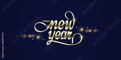 Happy new year letters luxury banner, vector illustration. Can use for, landing page, template, ui, web, poster, banner, flyer, background