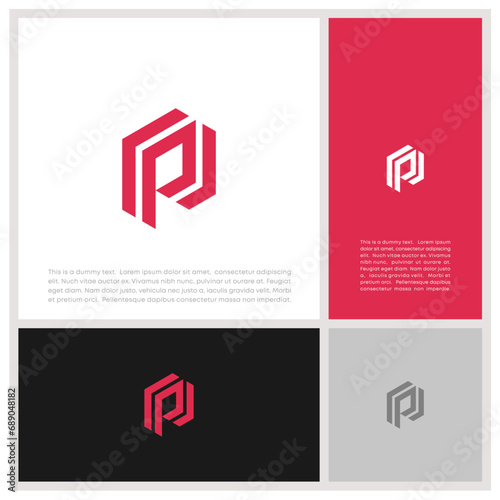 Initials P logo design. Initial Letter Logo. Innovative high tech logo template. 