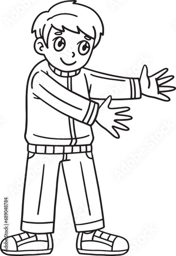 Happy Boy Playing Isolated Coloring Page for Kids