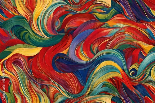 colorful waves abstract vivid silky cloth full frame background in shinny primary color with dark and deep view and color waves wandering here and there  photo