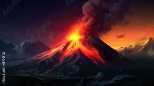 Breathtaking Nighttime Volcano Eruption