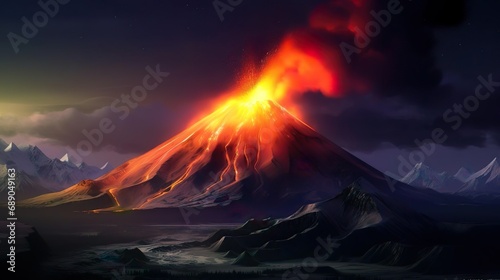 Breathtaking Nighttime Volcano Eruption