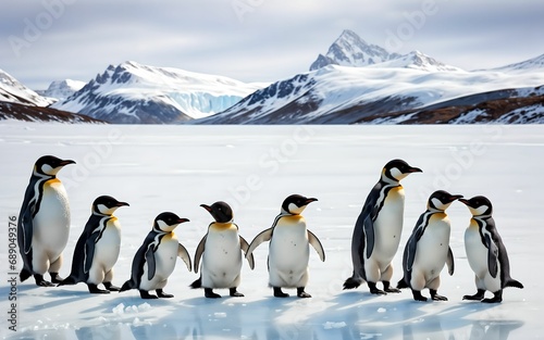 Icy Emissaries The Penguin Chronicles  A Journey Through Frosty Realms and Charming Fellowship ai generated © slumart