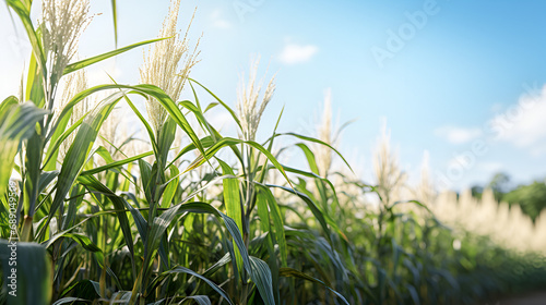 ripe sugar cane field  big angle view  looking to the side