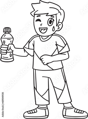 Cheerleader Boy with a Water Bottle Isolated 