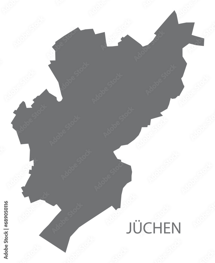 Jüchen German city map grey illustration silhouette shape Jüchen German city map grey illustration silhouette shape