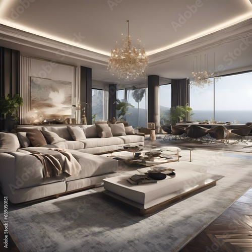 Luxurious Living Room Interior Design Concept with Premium Finishes and Luxe Décor
