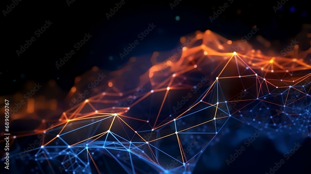 3d rendering of abstract technology digital background. Network connection structure.