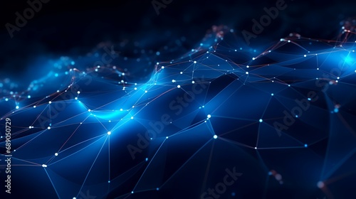 3d rendering of abstract technology digital blue background with connecting dots and lines