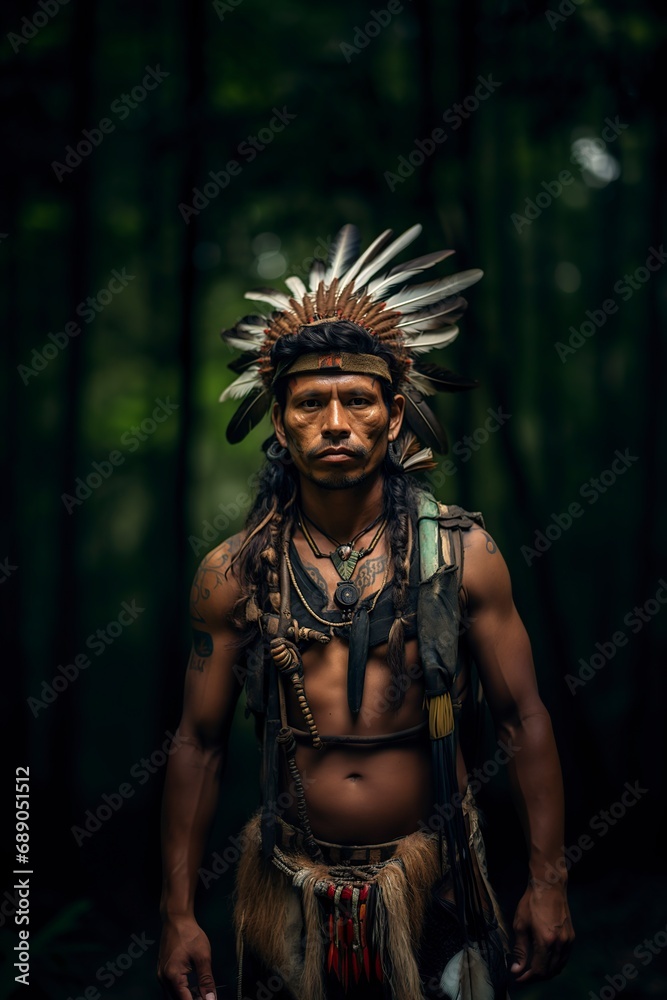 indigenous man from a tribe in the amazon rainforest