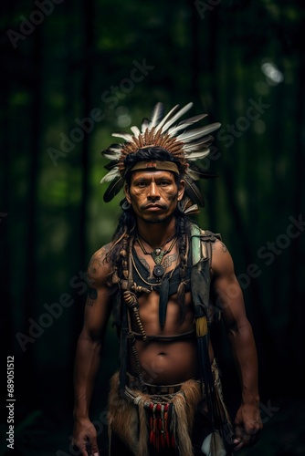 indigenous man from a tribe in the amazon rainforest © Jorge Ferreiro