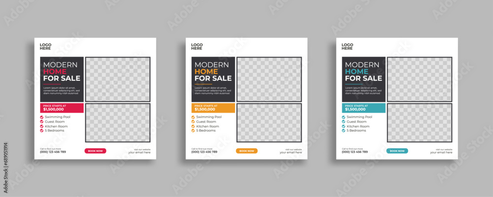 real estate social media post design, real estate elegant home for sale or square web banner cover design template real estate social media post design, real estate elegant home for sale or square web banner cover design template