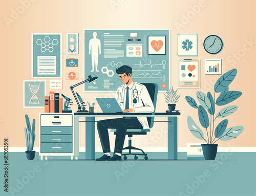 doctor checking medical record telemedicine healthcare hospital concept