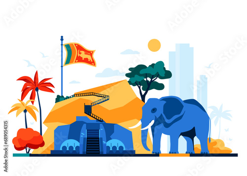 Features of Sri Lanka - modern colored vector illustration