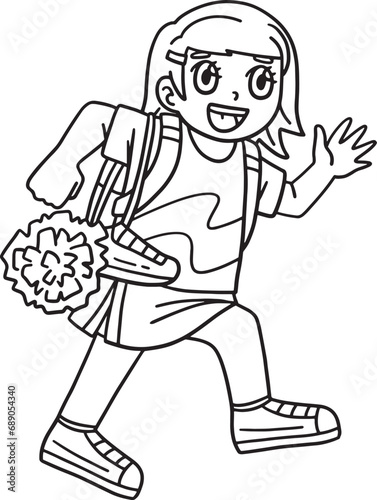 Girl Cheerleader Walking Isolated Coloring Page