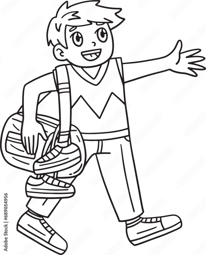Cheerleader Boy with a Duffel Bag Isolated 