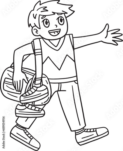 Cheerleader Boy with a Duffel Bag Isolated 