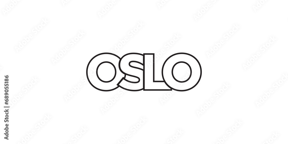 Oslo in the Norway emblem. The design features a geometric style, vector illustration with bold typography in a modern font. The graphic slogan lettering. Oslo in the Norway emblem. The design features a geometric style, vector illustration with bold typography in a modern font. The graphic slogan lettering.