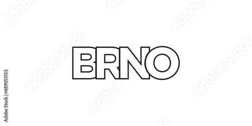 Brno in the Czech emblem. The design features a geometric style, vector illustration with bold typography in a modern font. The graphic slogan lettering.