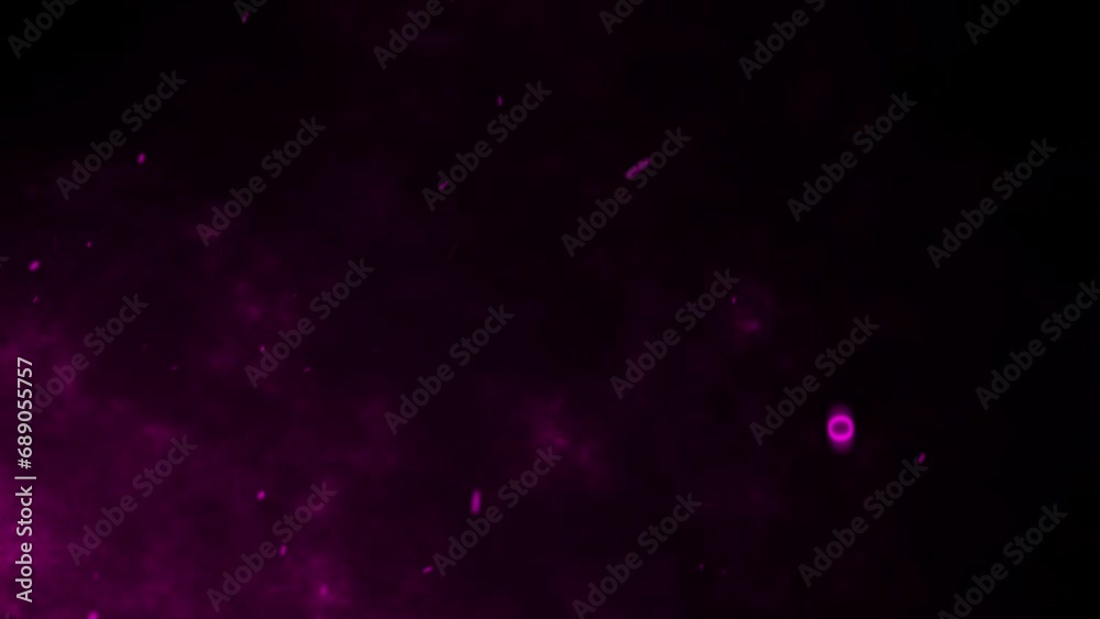 3D animation motion graphics fiery sparks firework hot embers glowing flying ember burning particles on black background seamless loop visual effect 4K pink maroon purple