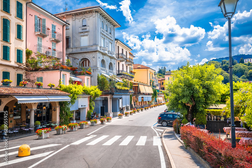 Town of Bellagio colorful flower street view photo