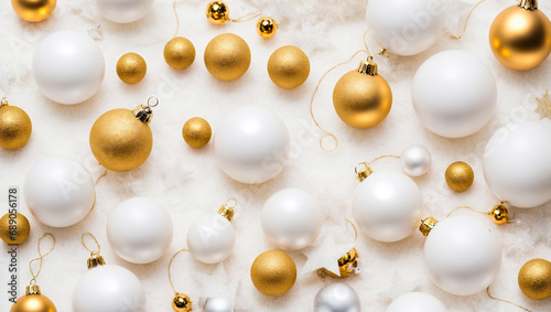 golden and white christmas baubles