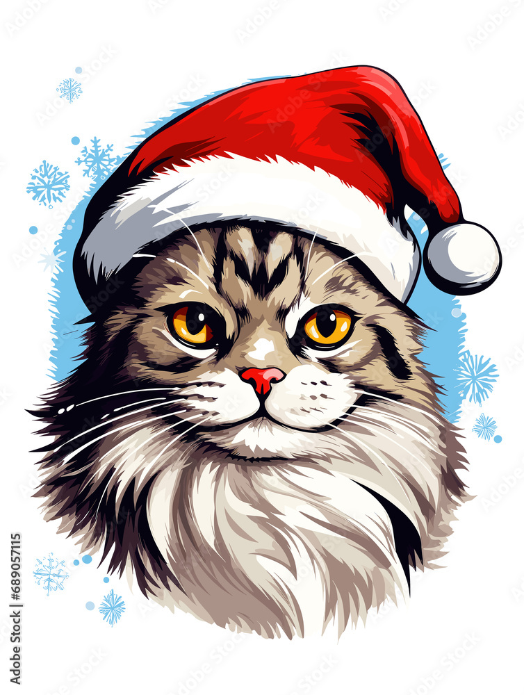Cat in a red Santa Claus hat Cat in a red Santa Claus hat
