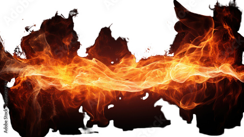 Translucent flames and sparks Isolated on transparent background PNG file.