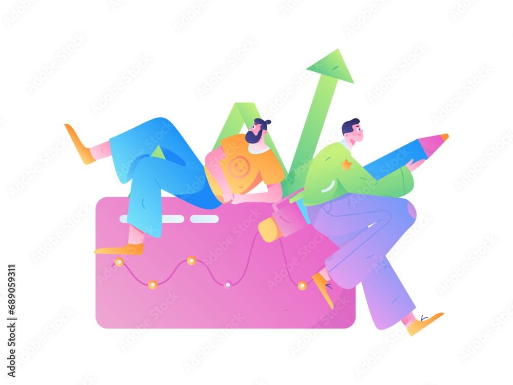 Fototapeta premium Business People Flat Vector Concept Operation Hand Drawn Illustration 