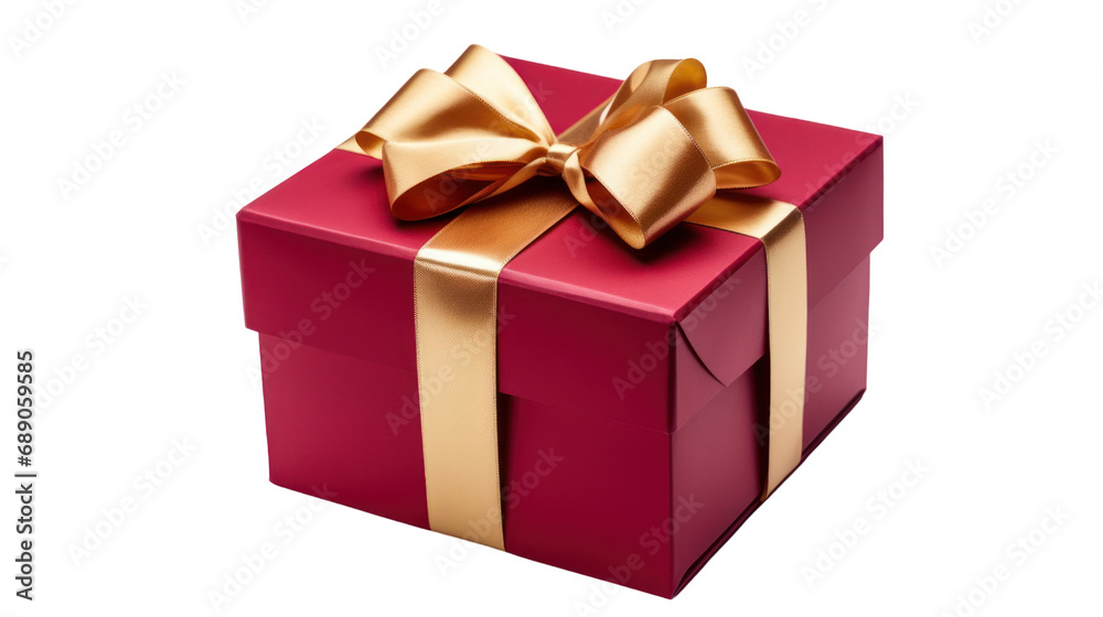 Obraz premium Gift box with luxury gold ribbon isolated on transparent background. PNG file.