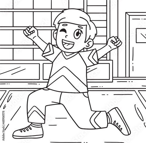 Cheerleading Boy Cheerleader Kneeling Coloring