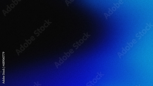 4K Grainy deep blue color background with noise. Black and blue gradient background.
