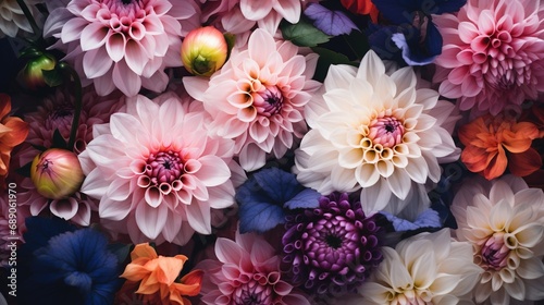 A close-up of delicate and realistic flowers in full bloom, creating a vibrant and elegant floral pattern