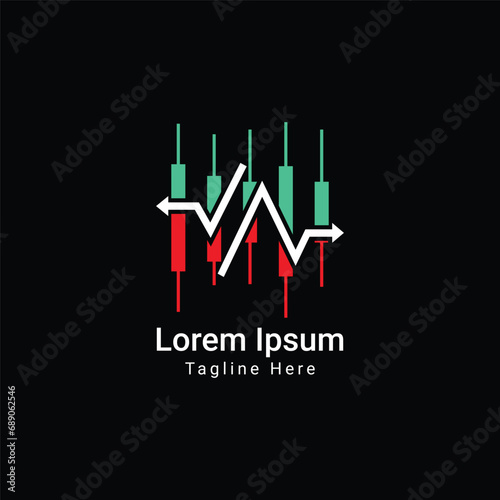 Forex trading vector logo design. fully editable high quality. Logo candlestick trading chart analyzing in forex.