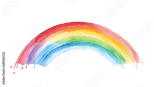Rainbow on white background. Watercolor painting of colorful rainbow isolated on white. Abstract rainbow background.
