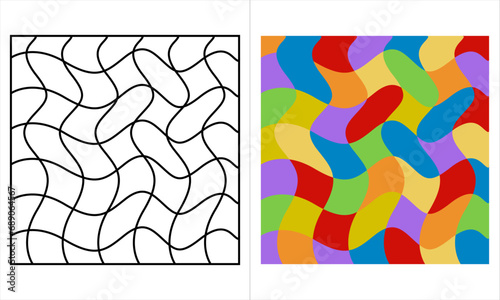 Fun colorful line doodle seamless pattern. Creative minimalist style art background for children or trendy design with basic shapes. Simple childish scribble backdrop.