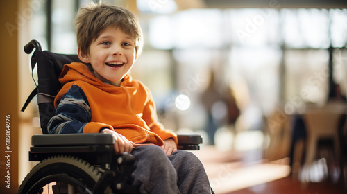Happy Child in a Wheelchair Person Portrait