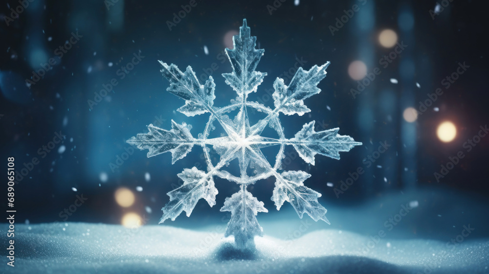 Snowflake on winter background. Snowflake on winter background.
