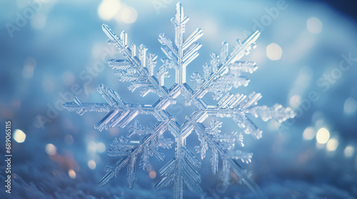 Snowflake on bokeh background. Christmas and New Year concept